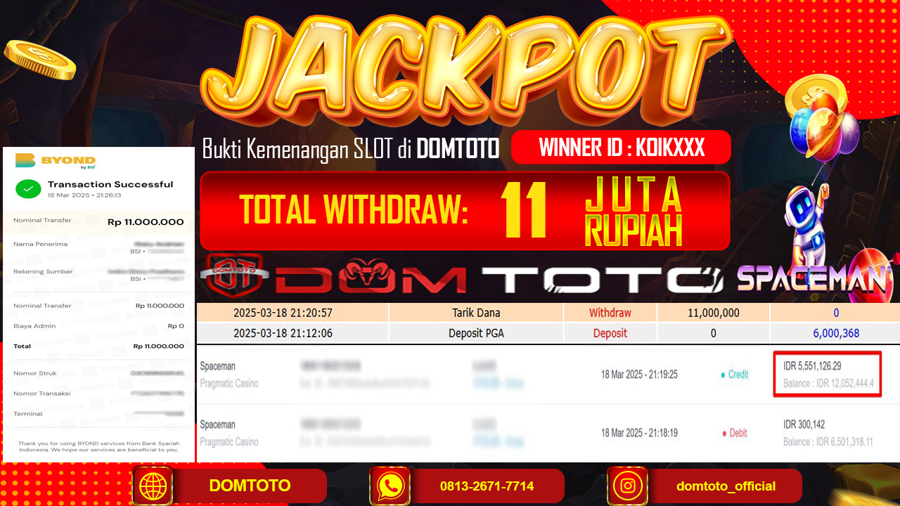 JACKPOT SLOT SPACEMAN  18 MARET 2025